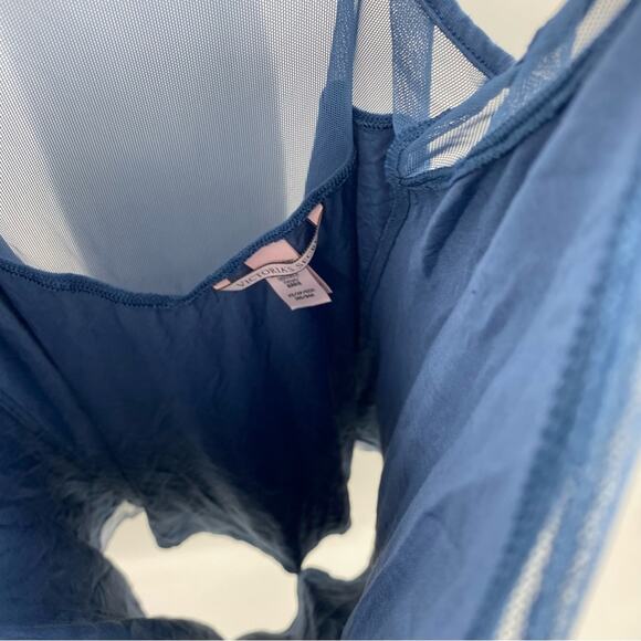 Victoria’s Secret Blue Sheer Slip Chemise Nighty Dress Lingerie Intimates Sz XS - Picture 7 of 9